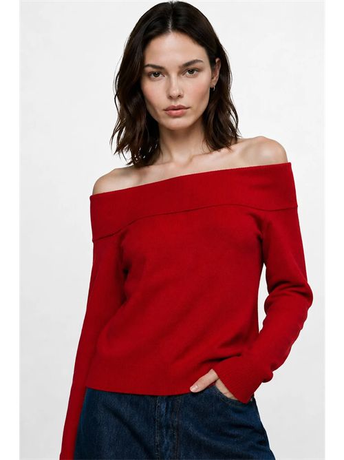 Maglia da donna con spalle scoperte e maniche lunghe
